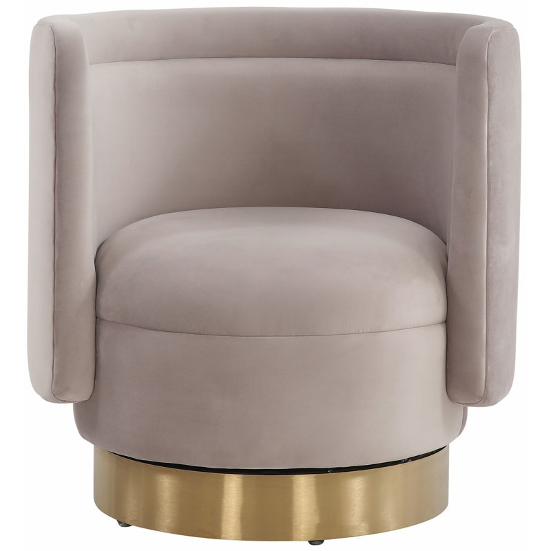 Tews Upholstered Swivel Barrel Chair, Pale Taupe