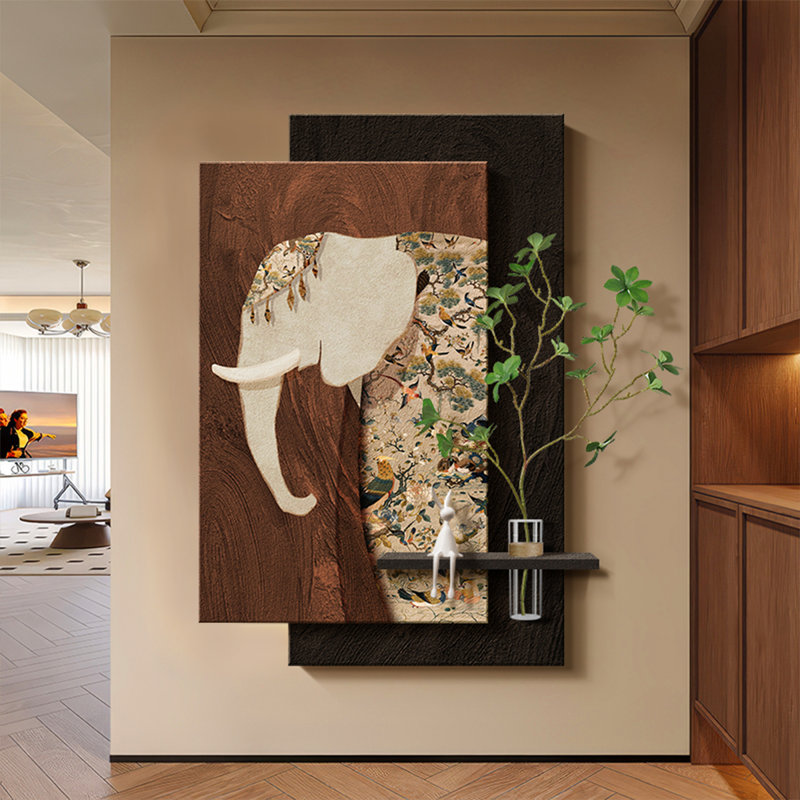 Art mural noir et grès brun, H 39,37 po x l 25,98 po