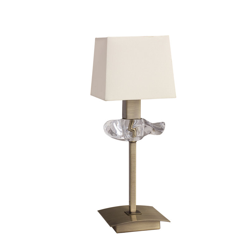 Metal Table Lamp, Antique Brass/White
