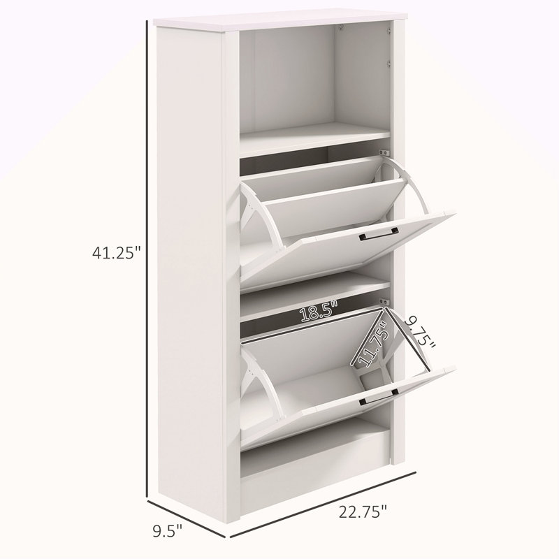 Armoire de rangement pour chaussures avec compartiment ouvert et 2 tiroirs rabattables