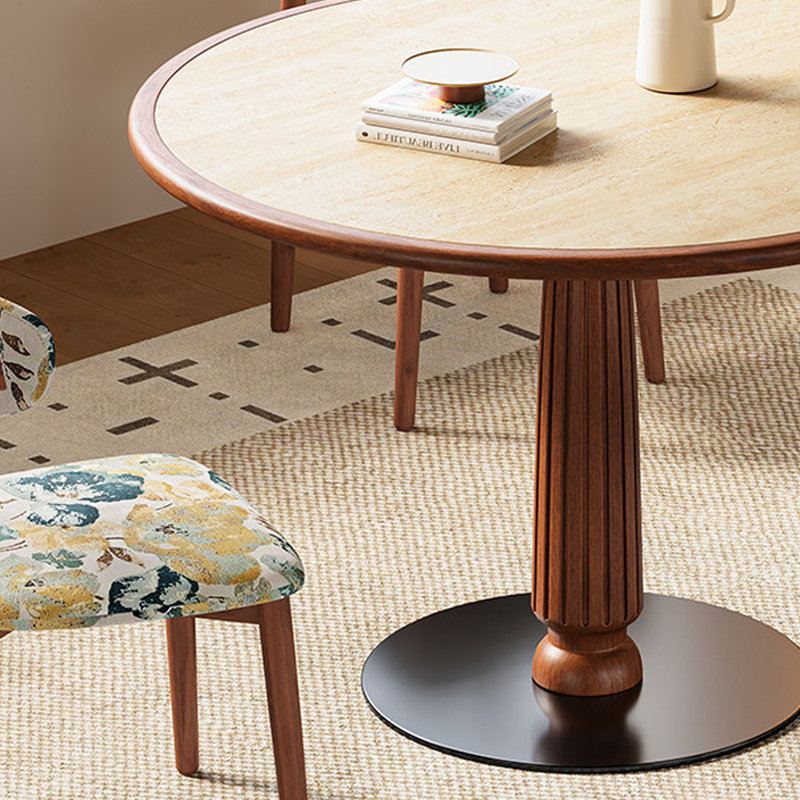 Table de salle à manger en ardoise et en bois manufacturé, H 29,52 po x L 51,18 po x l 51,18 po