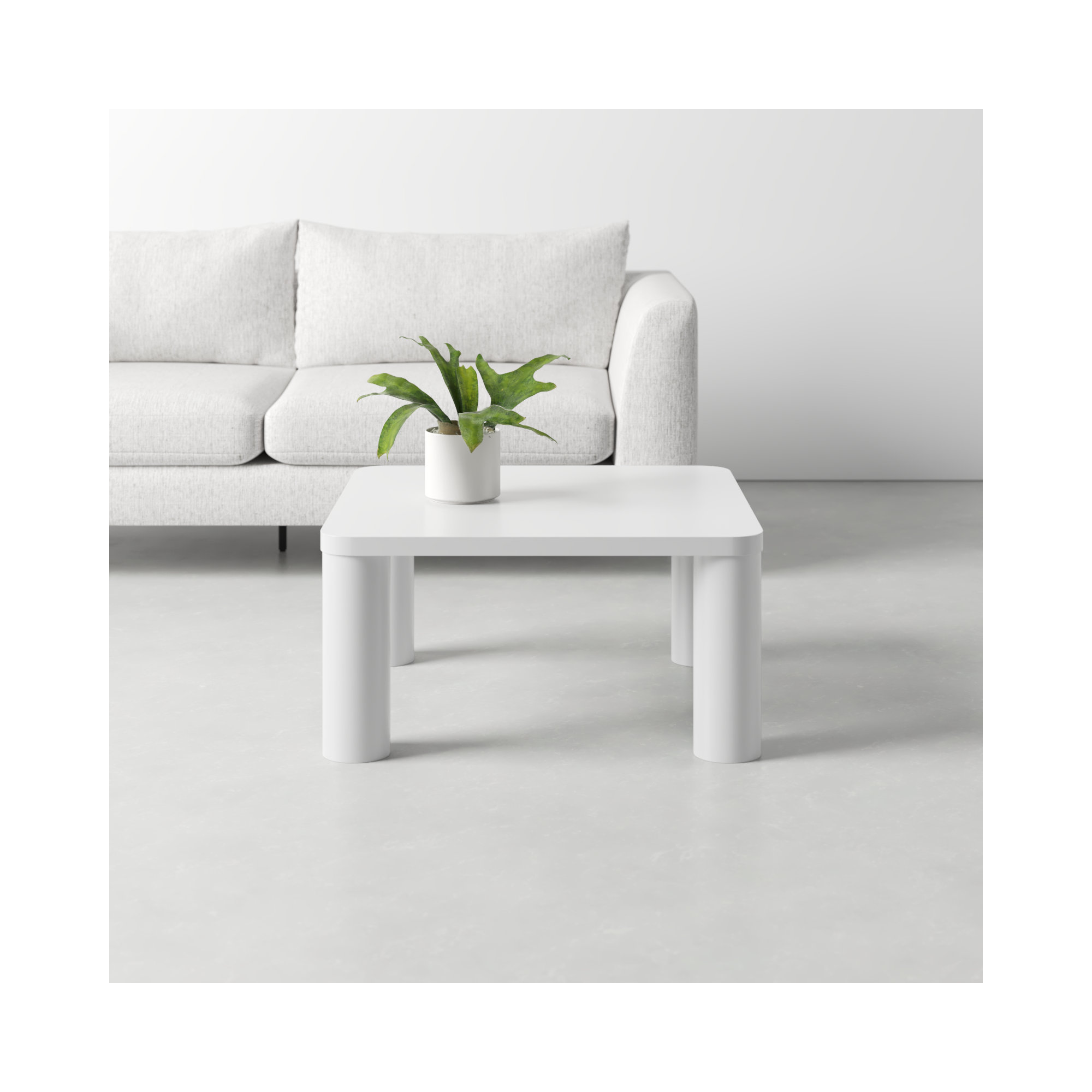Patricio Single Coffee Table, White, 16.14" H x 32" L x 32" W