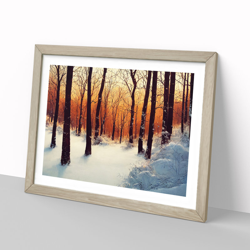 Miraculous Winter Forest - Framed Print, 46cm H x 64cm W x 2cm D, Oak