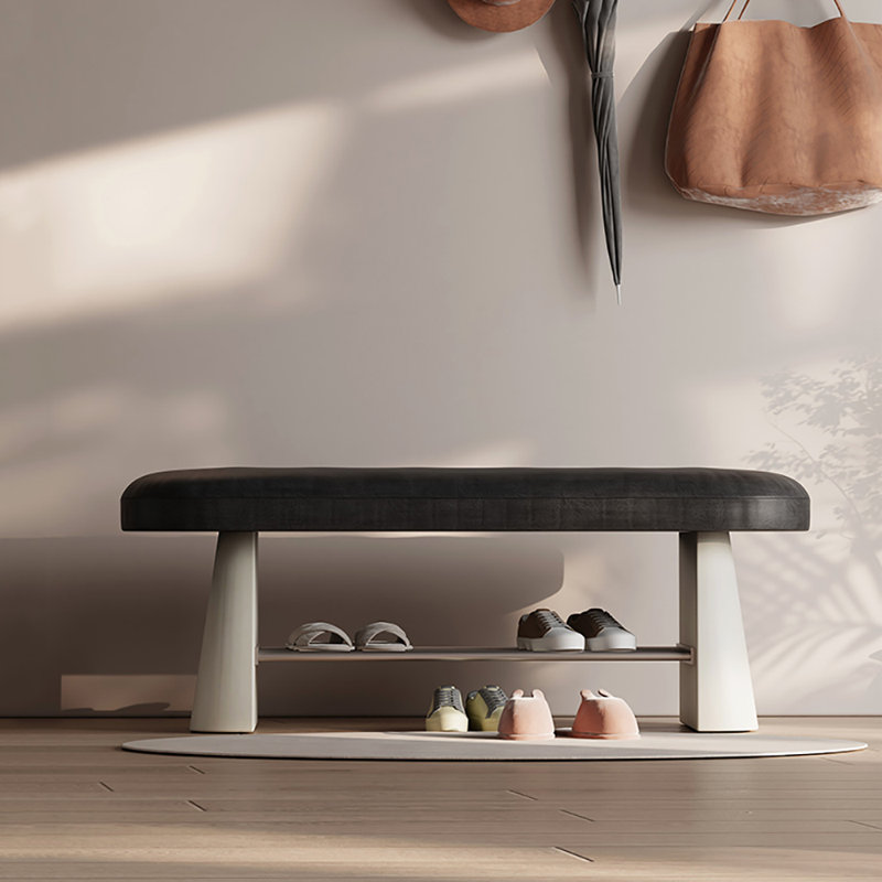 31,5 Tabouret avec range-chaussures, Noir / Beige