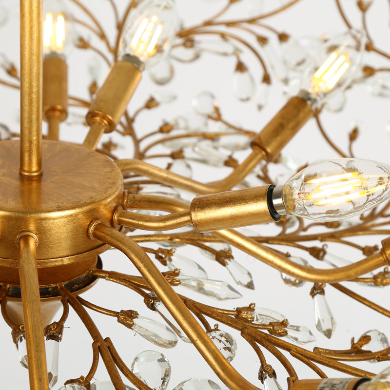 12-Light Dimmable Flower Crystal Chandelier
