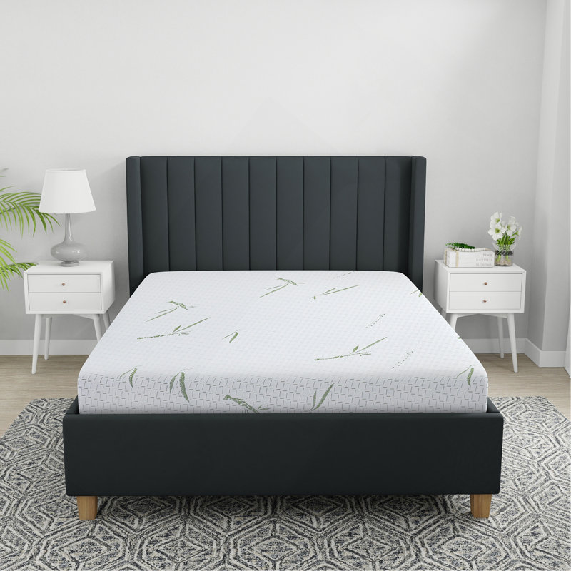 Matelas en mousse viscoélastique double couche 10 pouces avec housse infusée de rayonne de bambou, Lit simple, 8"