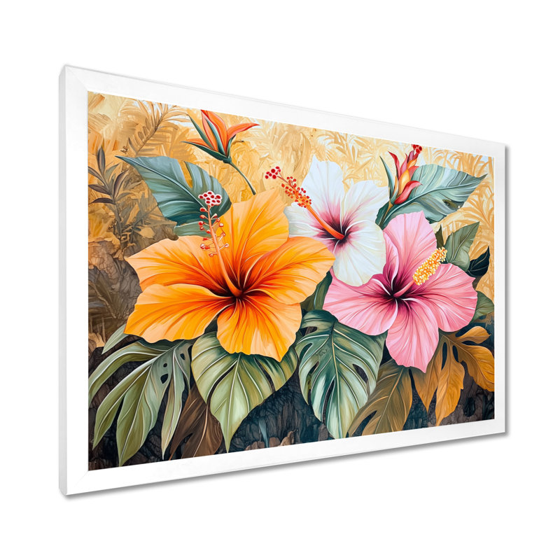 Hibiscus et Heliconia à Hawaï I - Hibiscus, art mural, H 16 po x l 32 po, Reproduction encadrée d'une seule photo sans pass