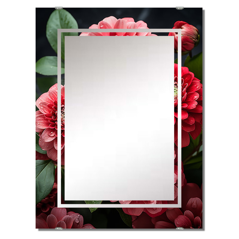Magnifique miroir Zinnias Blooms II - MIR141977, 40 po x 30 po