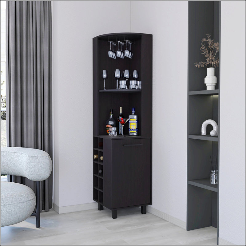 Wengue Corner Bar Cabinet, Wenge