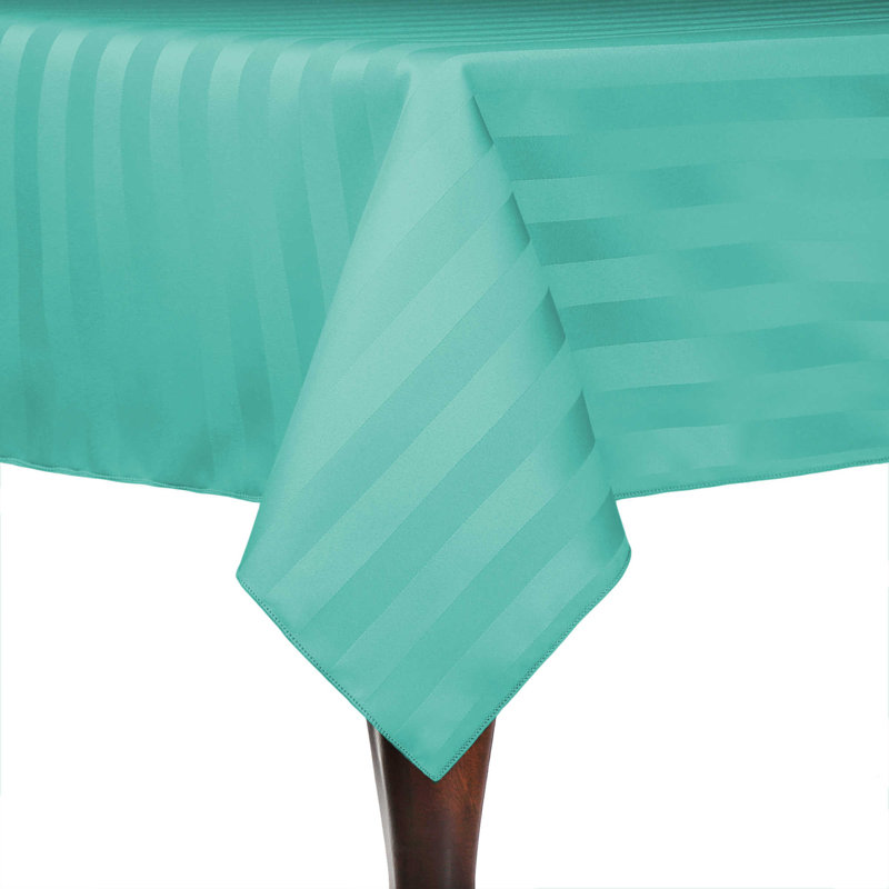 Ultimate Textile Satin Stripe Rectangular Tablecloth, 10, Caribbean, 120" x 54"