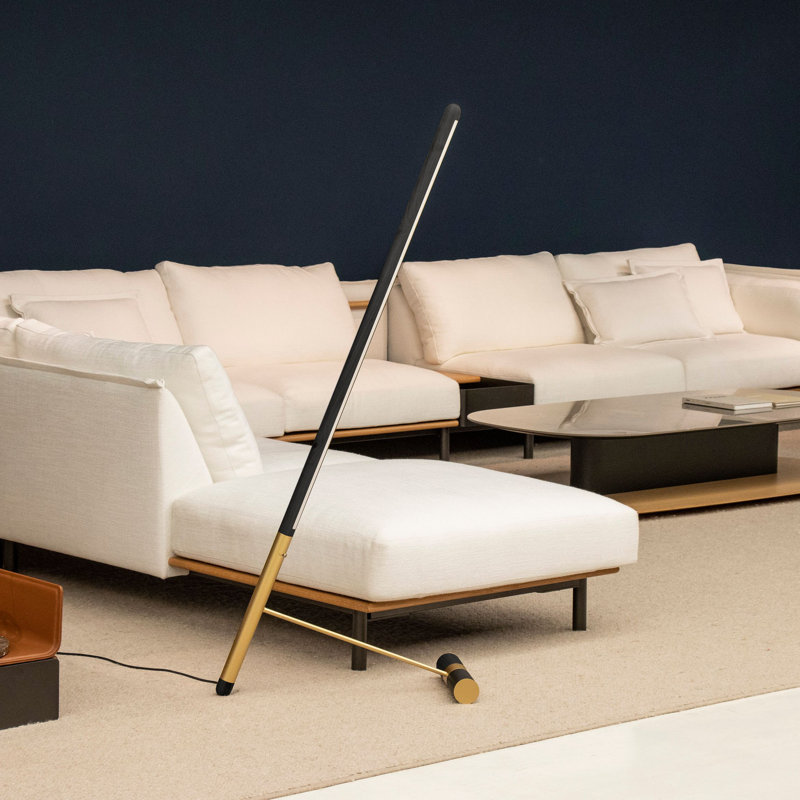 Linea LED Floor Lamp, Brass, Black Ash