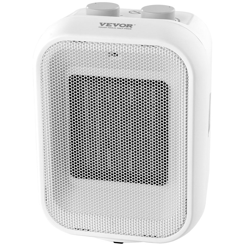 Compact White Ceramic Electric Space Heater with Thermostat