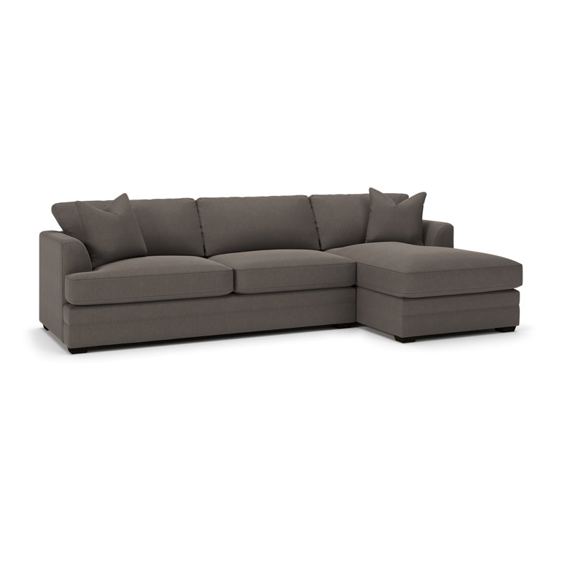 Canapé modulaire à méridienne 2 pièces Edan, Tissage natté gris anthracite Drusky Sustain®, Orienté à droite