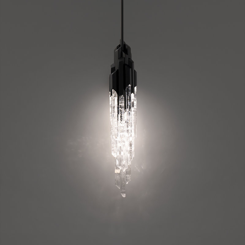 Organza 15 Light Crystal LED Pendant, Black