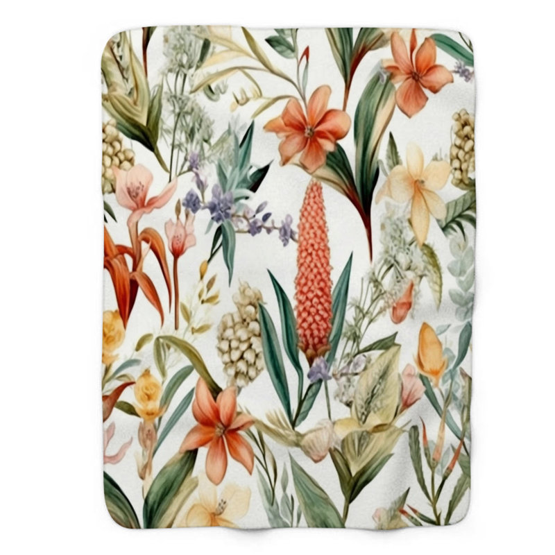 Timeless Flowers - 1 Piece Premium Sherpa Blanket, Queen