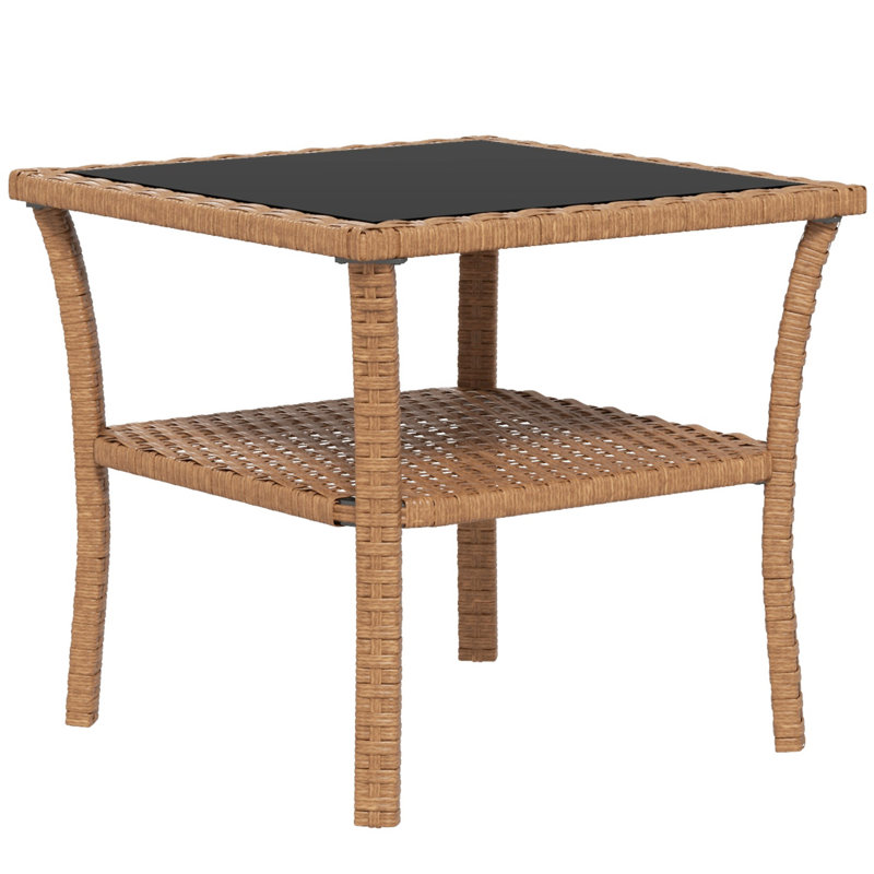 Outsunny Rattan Side Table （Only Include Table), Brown