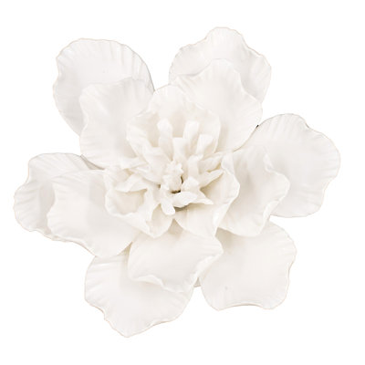 Ornement de fleurs en céramique fait à la main - Crème élégante pour décoration murale et complexe