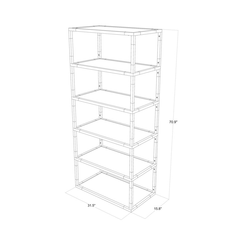 Bibliothèque en plastique Pinson H 71 "x l 31,5", Transparent / or