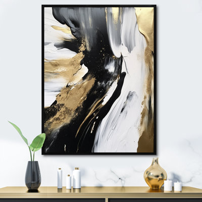 Organic Bliss Minimalisme, peinture dorée et noire - peinture abstraite, impressions d'art mural