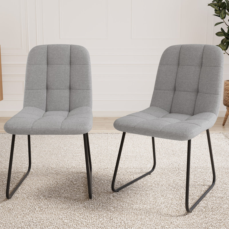 47cm H Tufted Fabric Upholstered Upholstered Back Side Chair in Grey