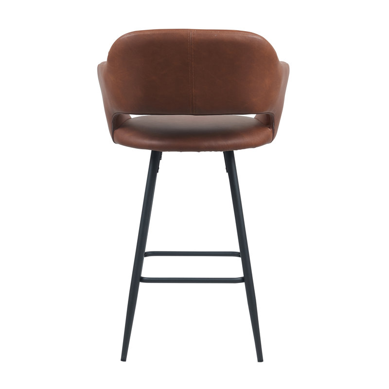 Kenly Upholstered Counter Stool With Metal Frame, Brown
