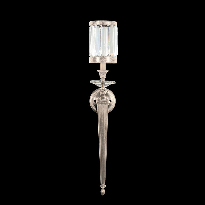 Eaton Silver Leaf Crystal Shade Direct Wired Wall Sconce