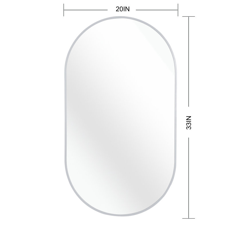 Miroir de vestibule ovale argenté 20x33 pouces