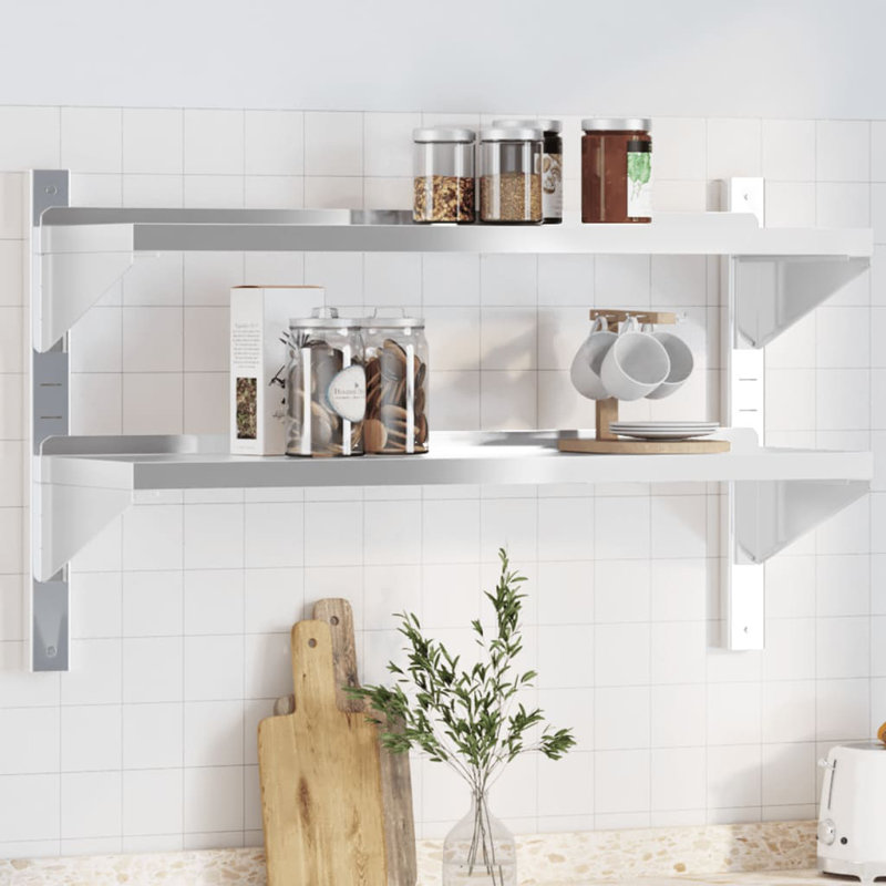 Alisone Stainless Steel Bracket Shelf, 60cm H x 100cm W x 30cm D