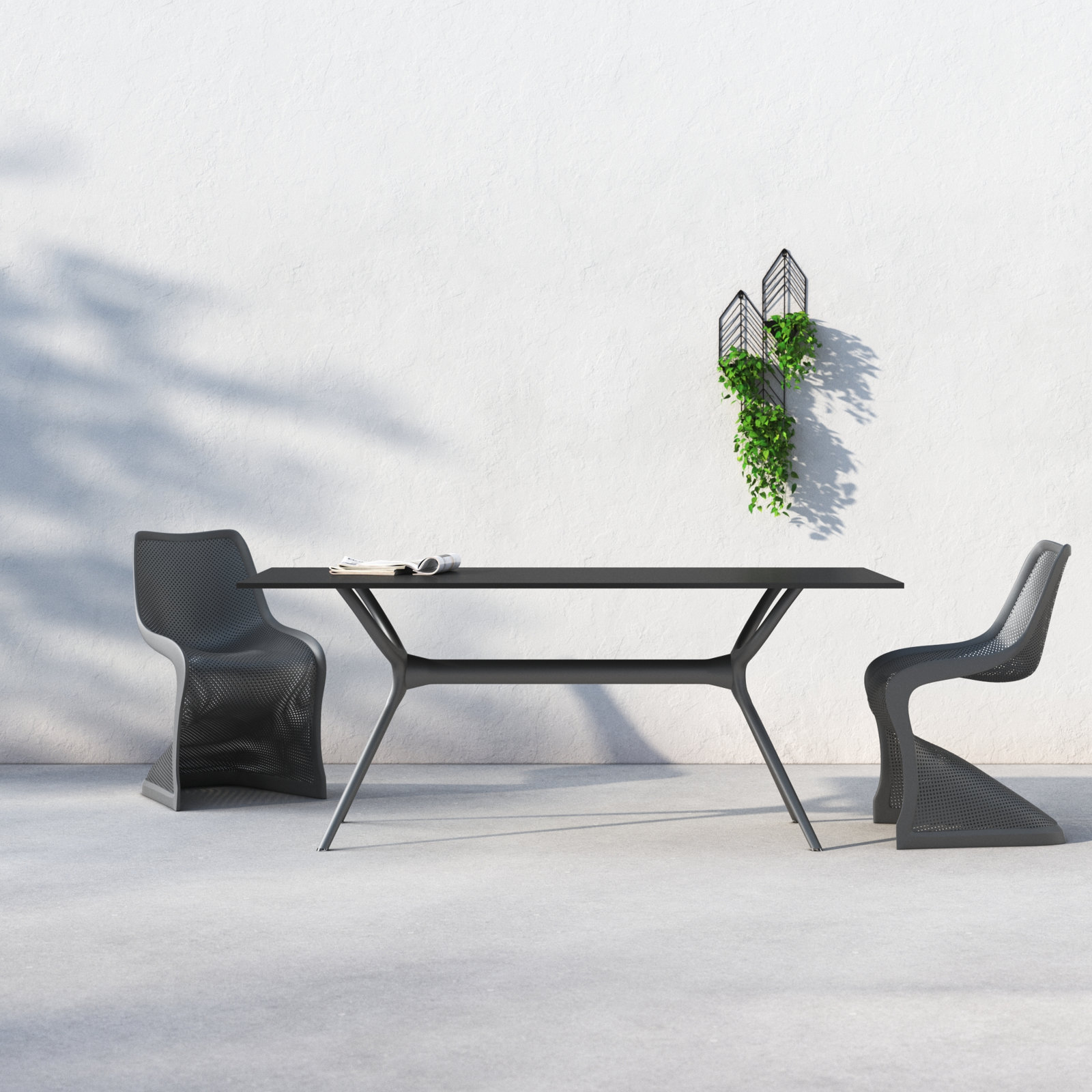 Farrah Synthetic Laminate Outdoor Dining Table, Black, 29.5" H x 71" L x 35.5" W