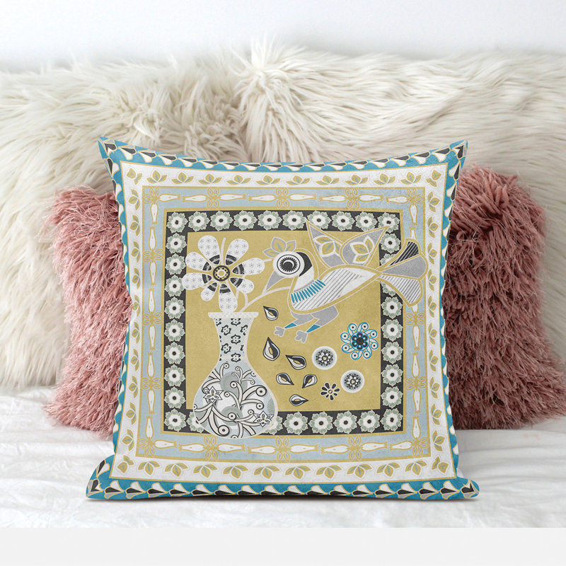 Coussin 18 po x 18 po, Beige / Blanc