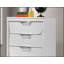 Commode 5 tiroirs Contemporary White Glam Pearl avec poignées en acrylique et panneaux en relief