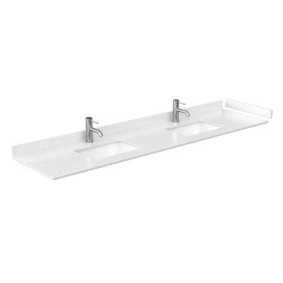 84" Double Cultured Marble Bathroom Vanity Top with Sink