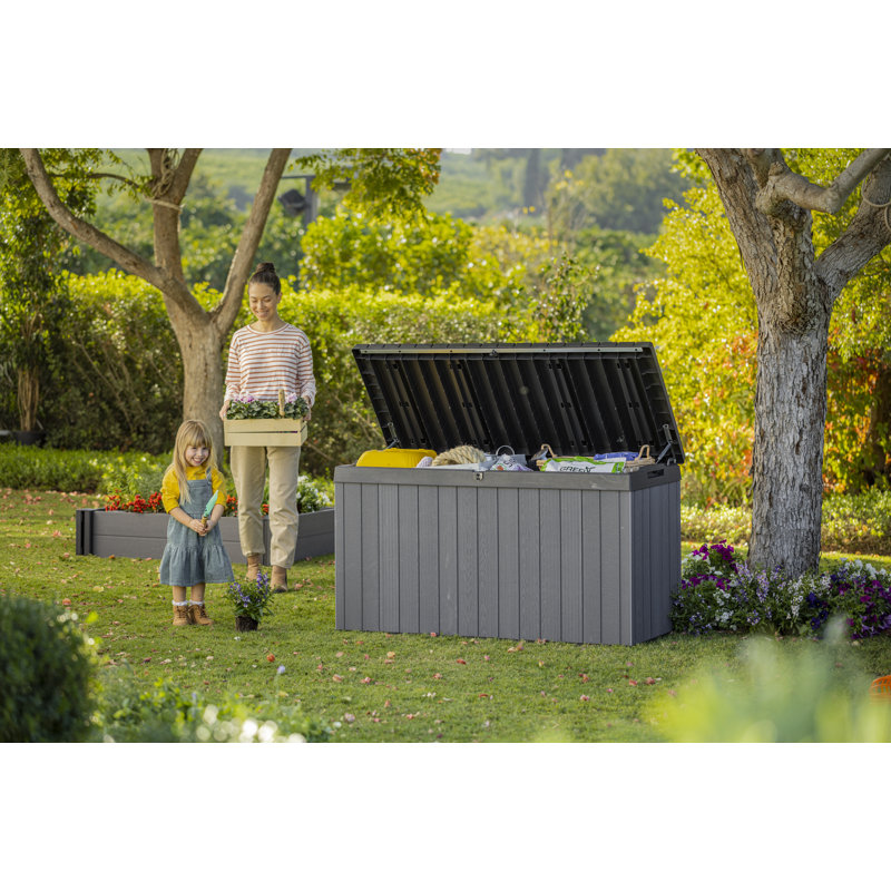 Keter Darwin 150 Gallon Durable Resin Outdoor Storage and Organization Deck Box Ideal For Patio, Gray