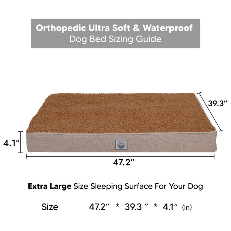 Jungolica Orthopedic Memory Foam Pet Bed, 120cm H x 100cm W x 12cm D, Brown