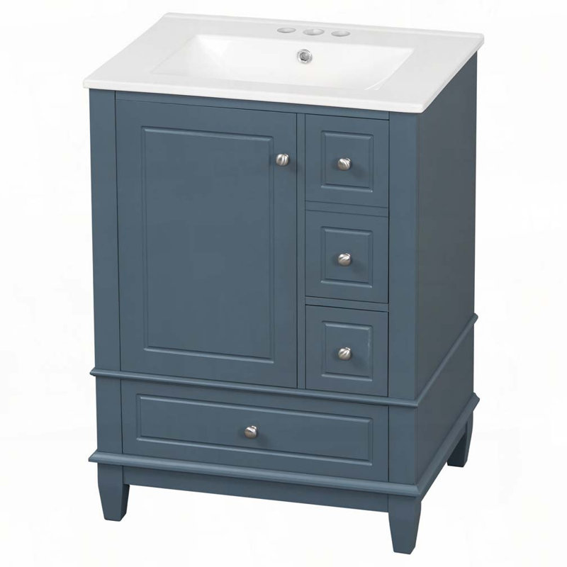 Meuble-lavabo 24 po avec lavabo en céramique, Bleu gris