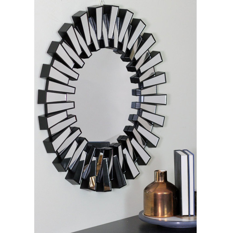 Miroir mural rond 25,5 po, Noir