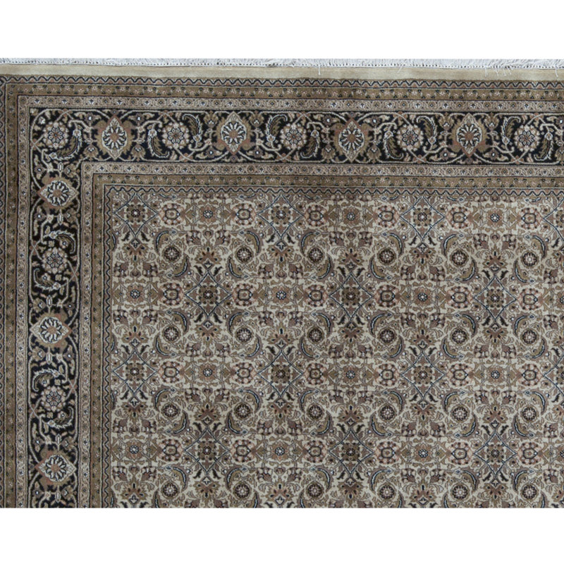 Tapis doré et noir noué à la main de haute qualité