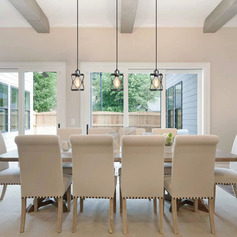 Mini-luminaire suspendu rustique réglable en forme de cage en argent pour la cuisine, le café, la salle à manger industrielle avec ampoule E26