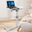 White Portable Adjustable Rolling Laptop Table Stand with Wheels