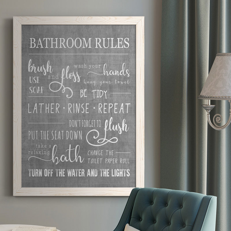 " Neutral Bathroom Rules ", White, 37.5" H x 27.5" W x 1" D