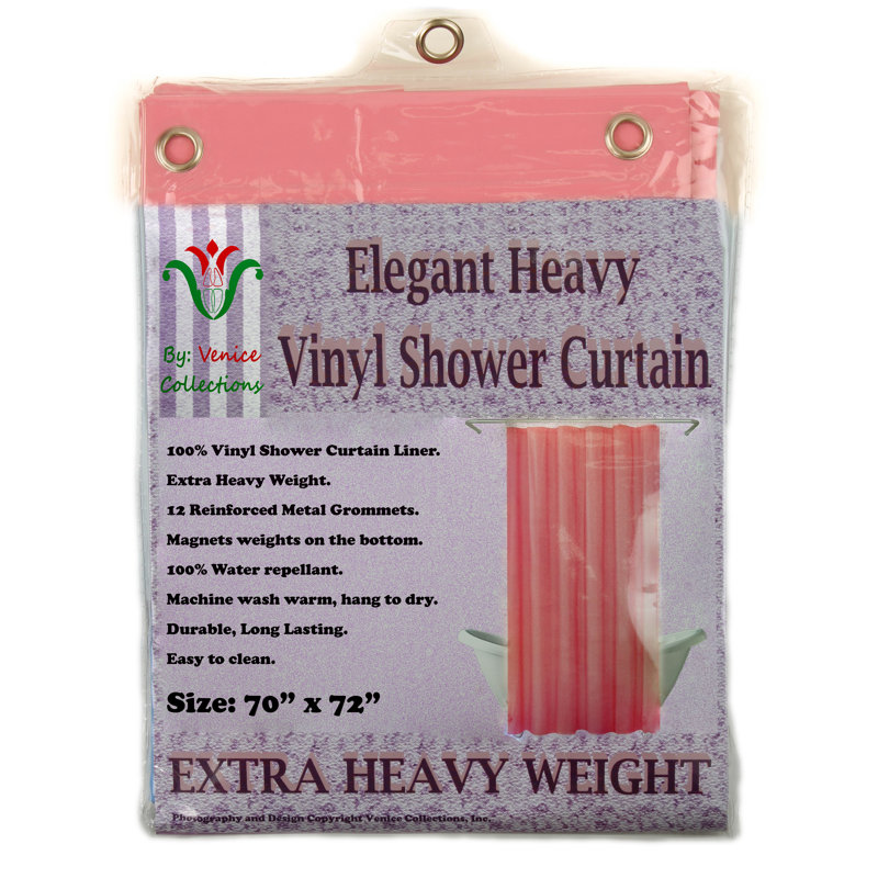 Vinyl PVC Shower Curtain Liner Heavy weight water Repellent with 12 Metal Grommets many color selections., Dusty Rose