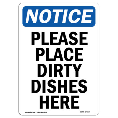 Please Place Dirty Dishes Here Sign