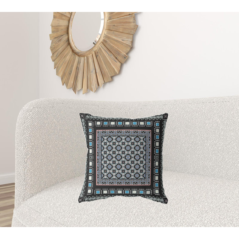 Coussin décoratif 20 po x 20 po Broadcloth Floral, Motif floral bleu/blanc