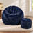 Compression 40"W Comfy Pumpkin Bean Bag Couch Sofa Chair,Modern Faux Fur Bean Bag Chair With Ottoman-1556800772