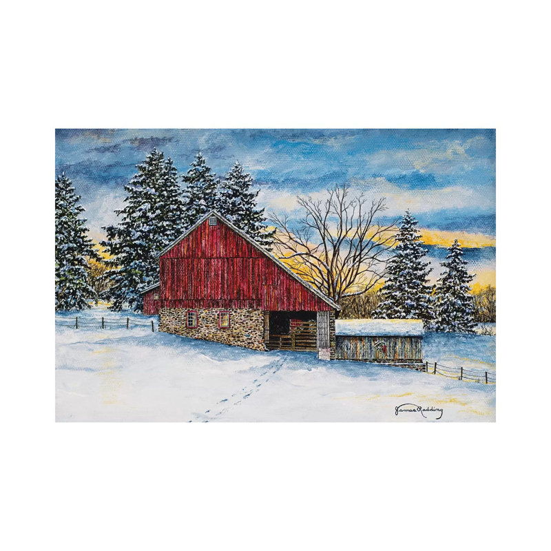 «Stovers Mill Barn» par James Redding - peinture sur toile tendue, H 12 po x l 18 po x 1,5 po