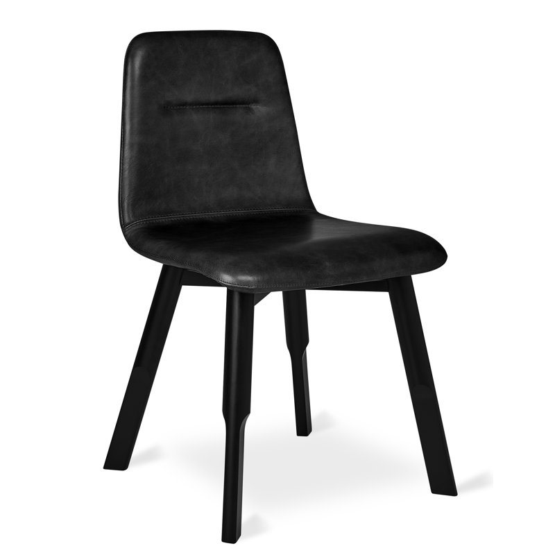 Bracket Dining Chair, Saddle Black Genuine Leather