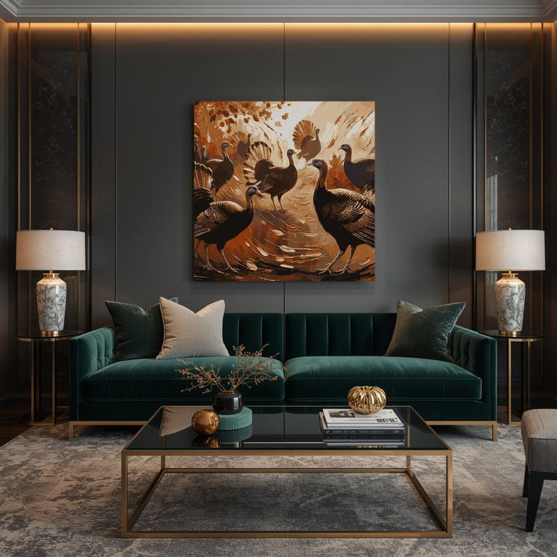 «Thanksgiving Turquie», silhouettes et illustrations, art mural sur toile brune, H 8 po x l 8 po