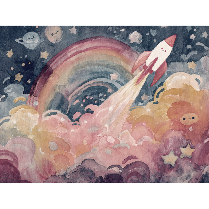 Décoration murale amovible Space Space Rocket Planets, 160 po x 108 po, Peler et coller
