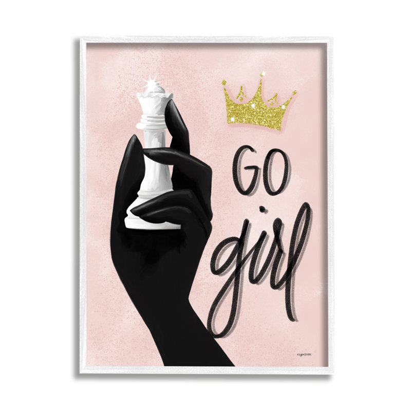 Pièce d'échecs de la reine de la Go Go Girl Sparkle - impression sur bois, Giclée encadrée blanc bord de mer