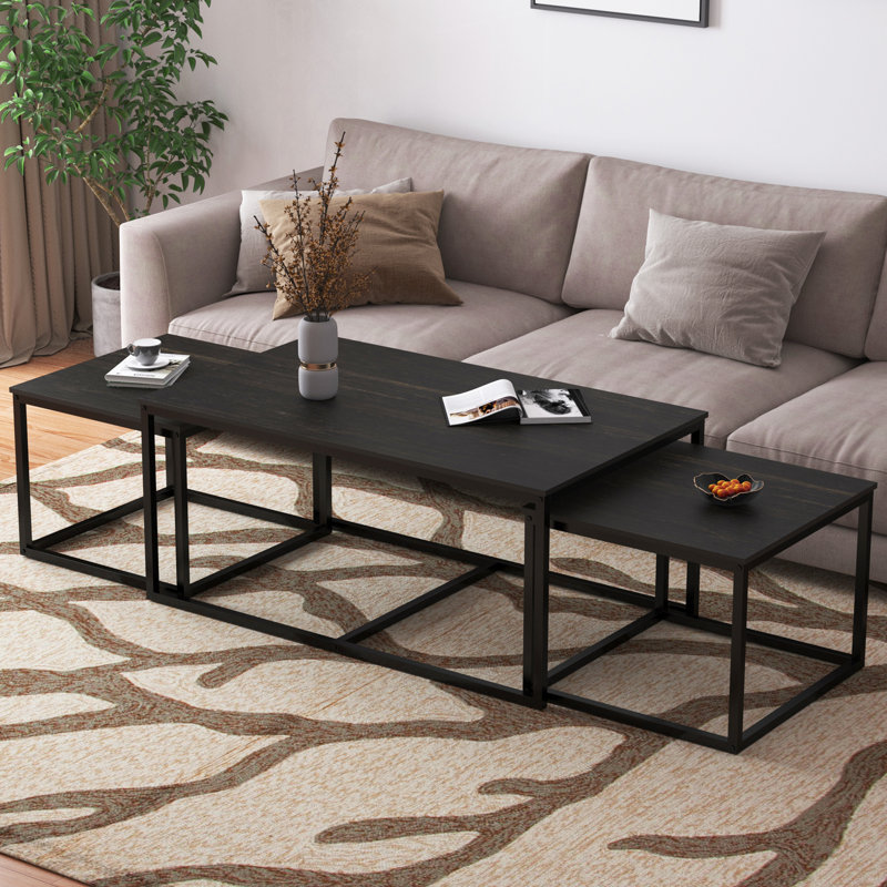 3-Piece Nesting Coffee Table Set, black
